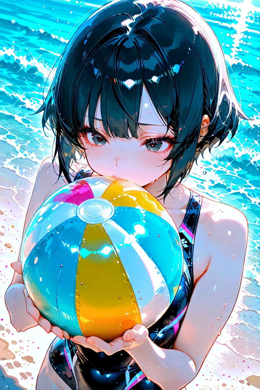 ビーチボールを膨らませたい