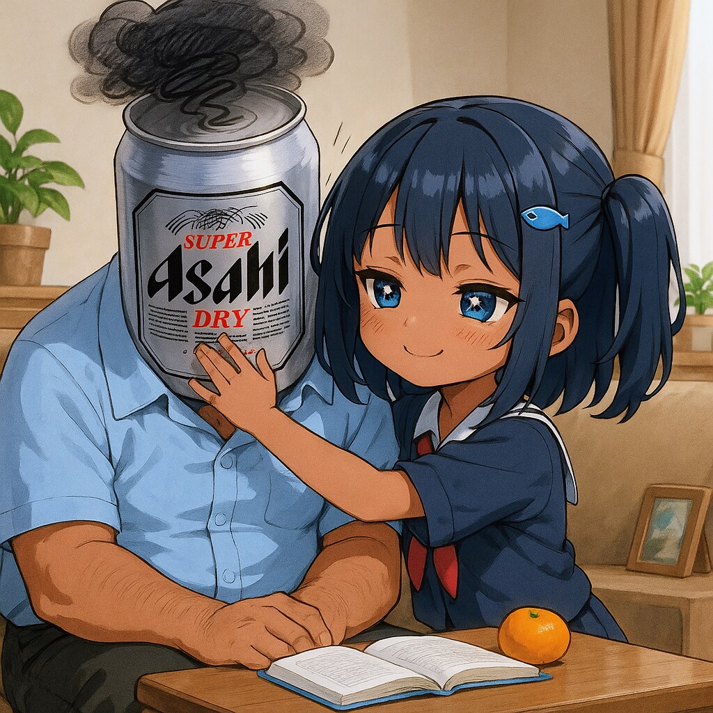 落ち込んでいるおじさんを慰めるこなつちゃん | の人気AIイラスト・グラビア