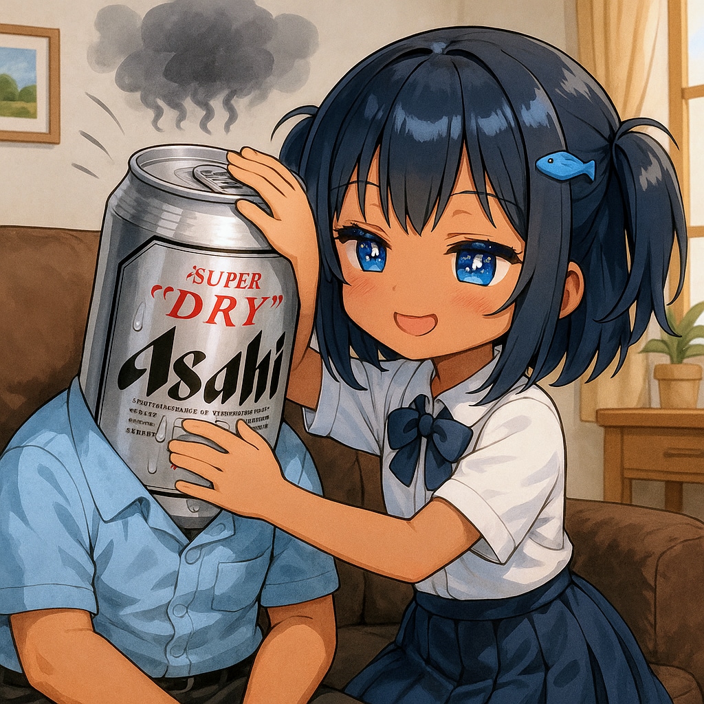 落ち込んでいるおじさんを慰めるこなつちゃん