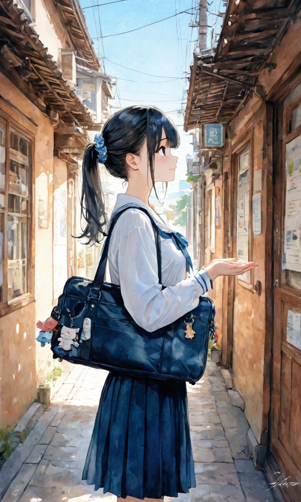 お知らせを確認する子