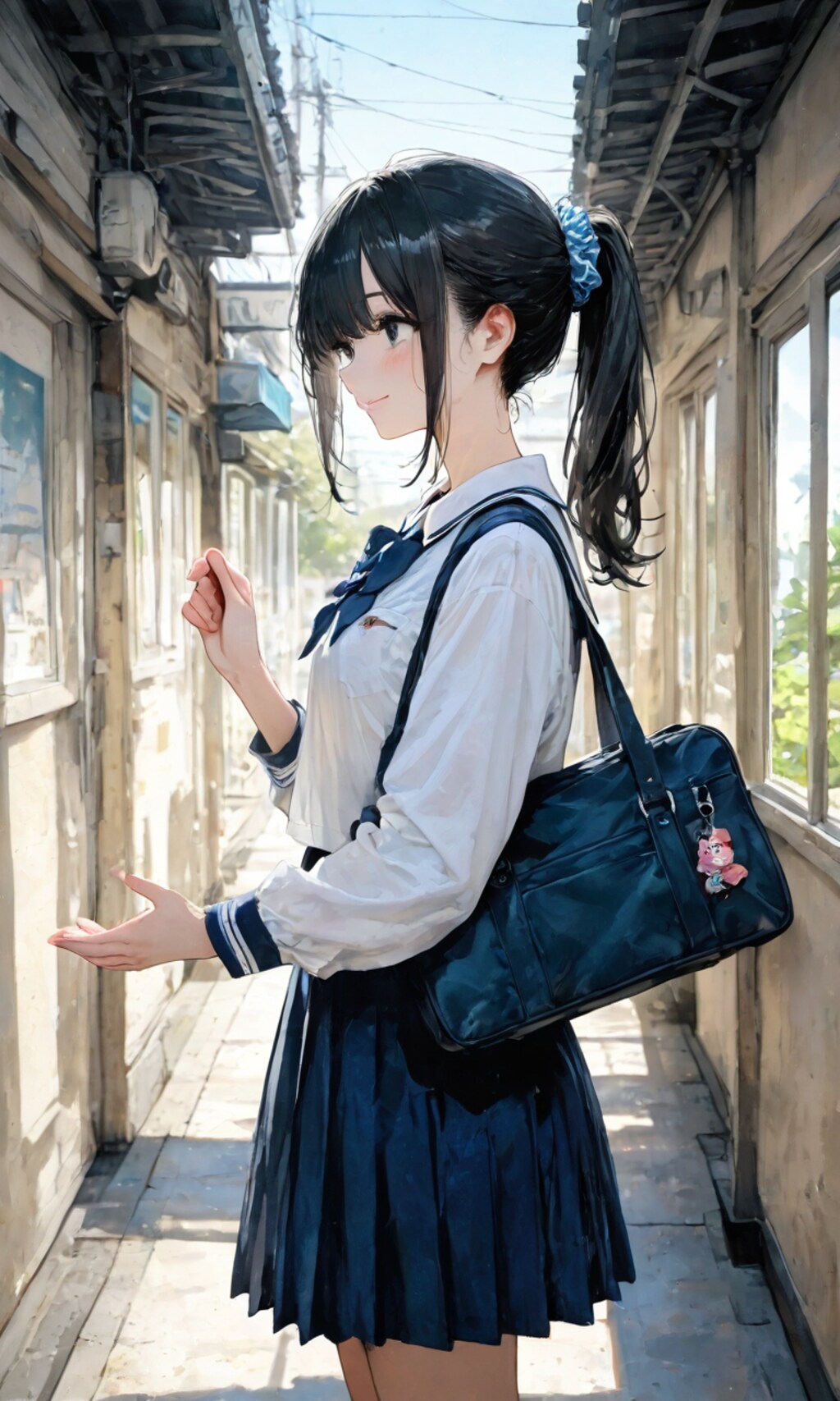 お知らせを確認する子