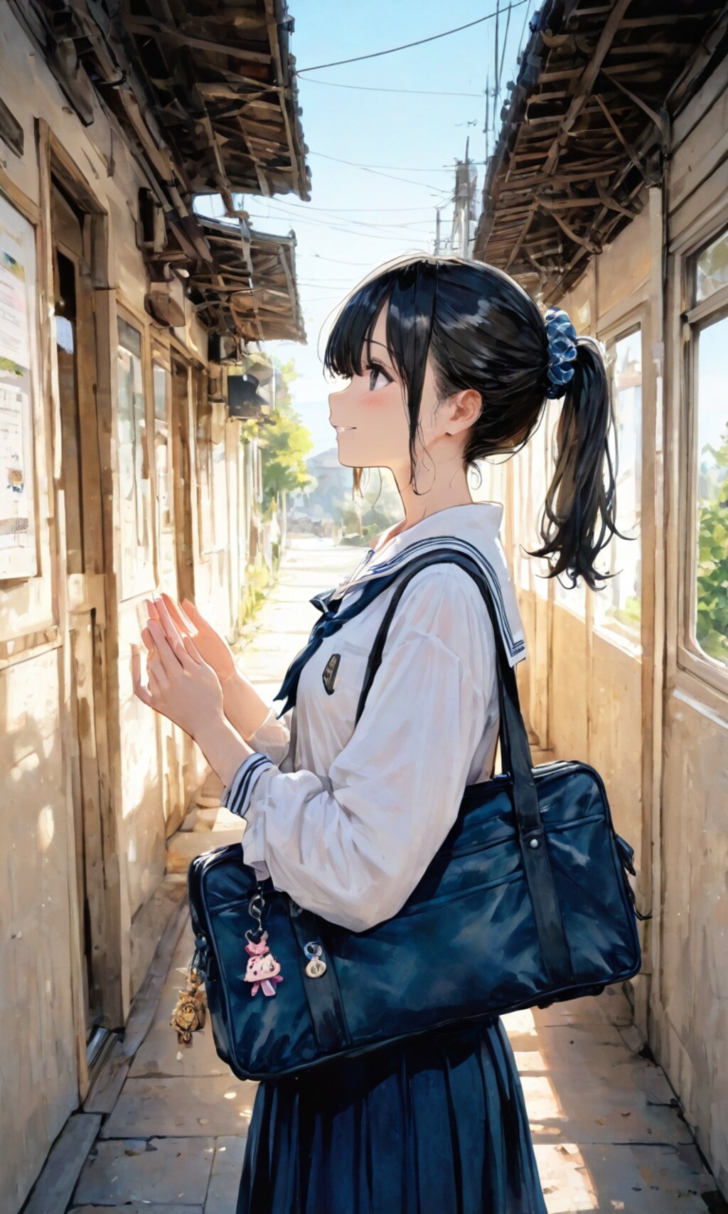 お知らせを確認する子