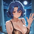 下着姿の風花さんと夜の海 2枚目