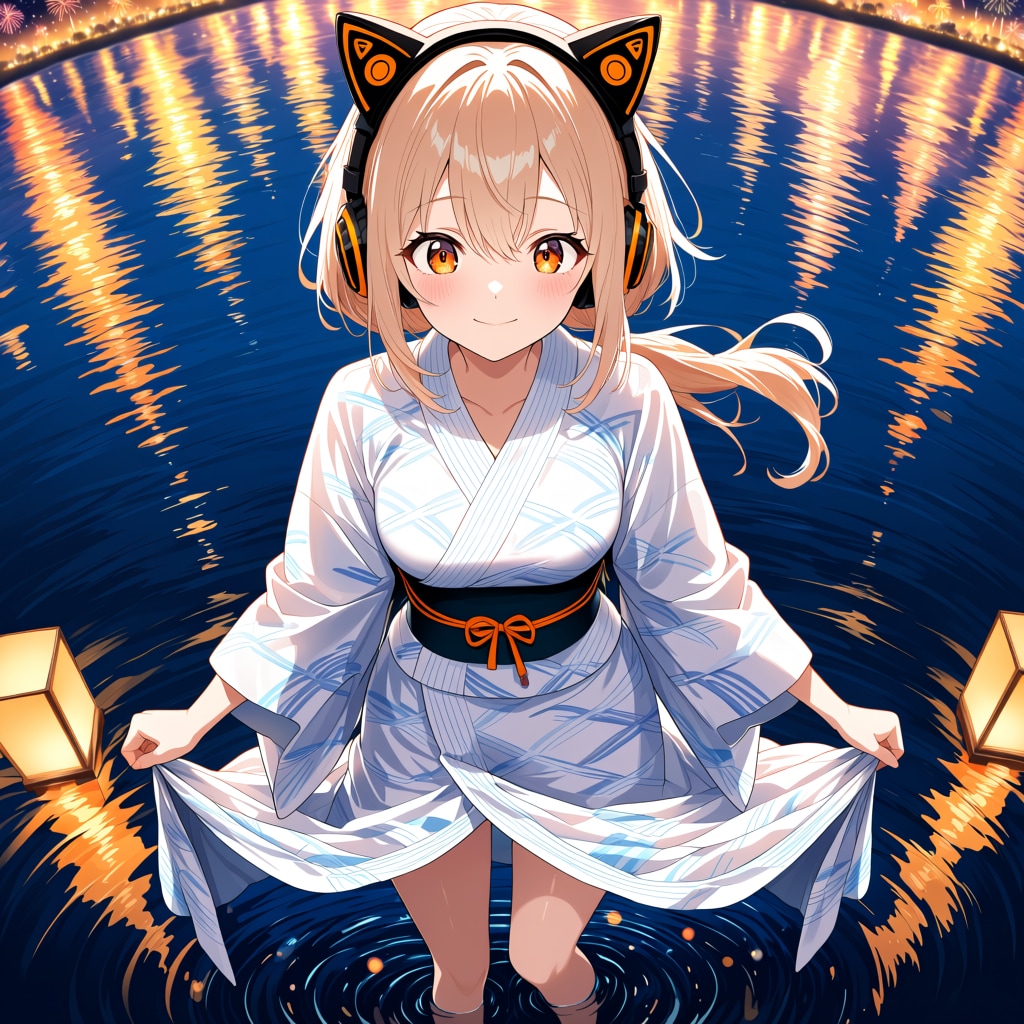 浴衣の裾を持つ