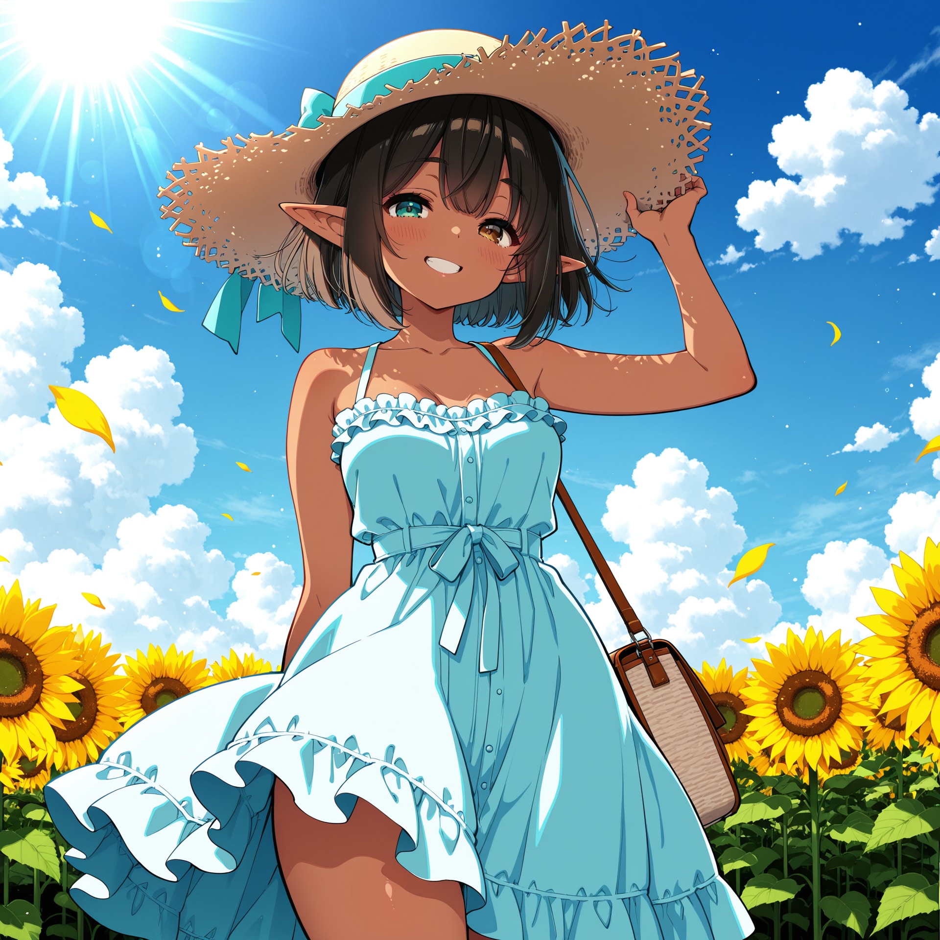 ひまわり畑の中で