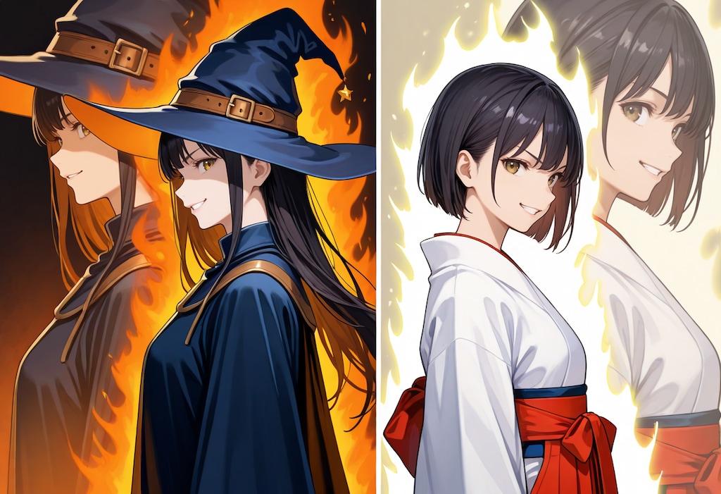 魔女と巫女のオーラ