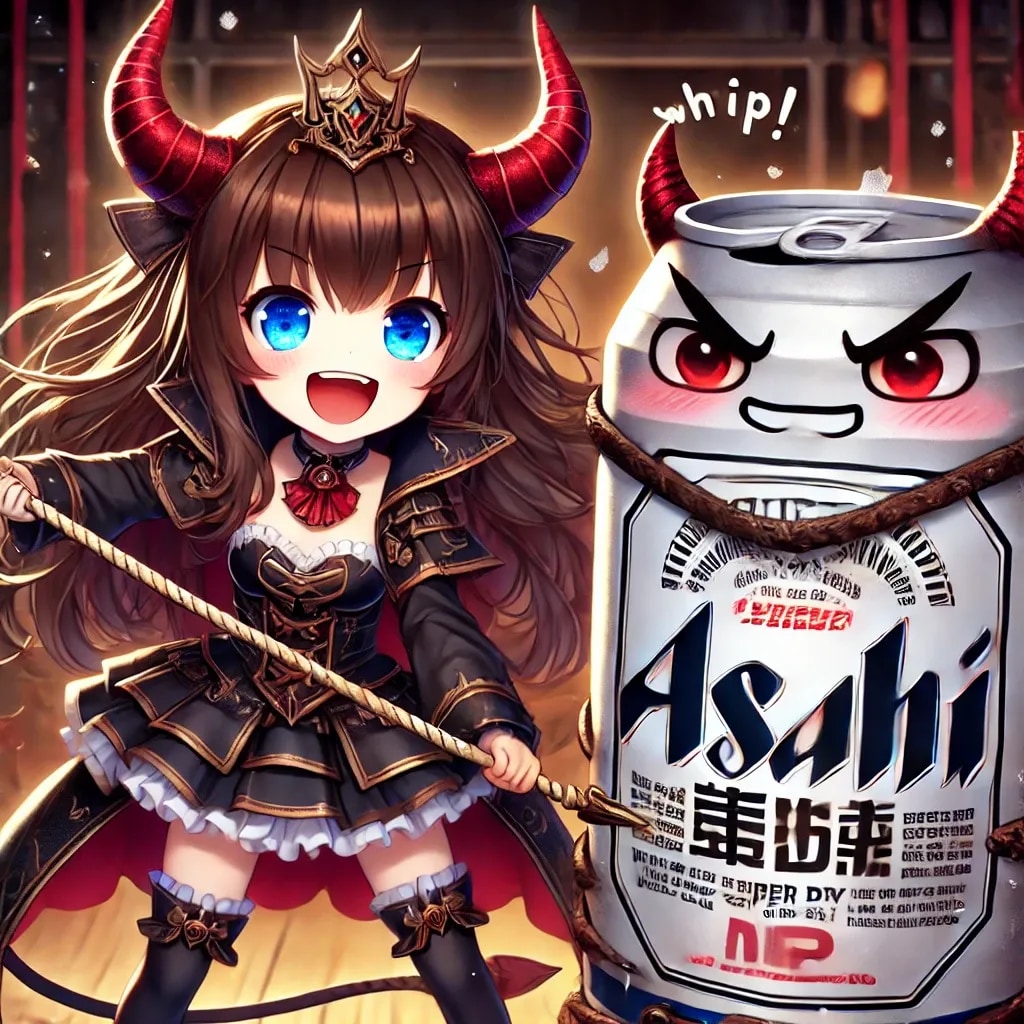 ビール缶を操る魔族の小さな女の子