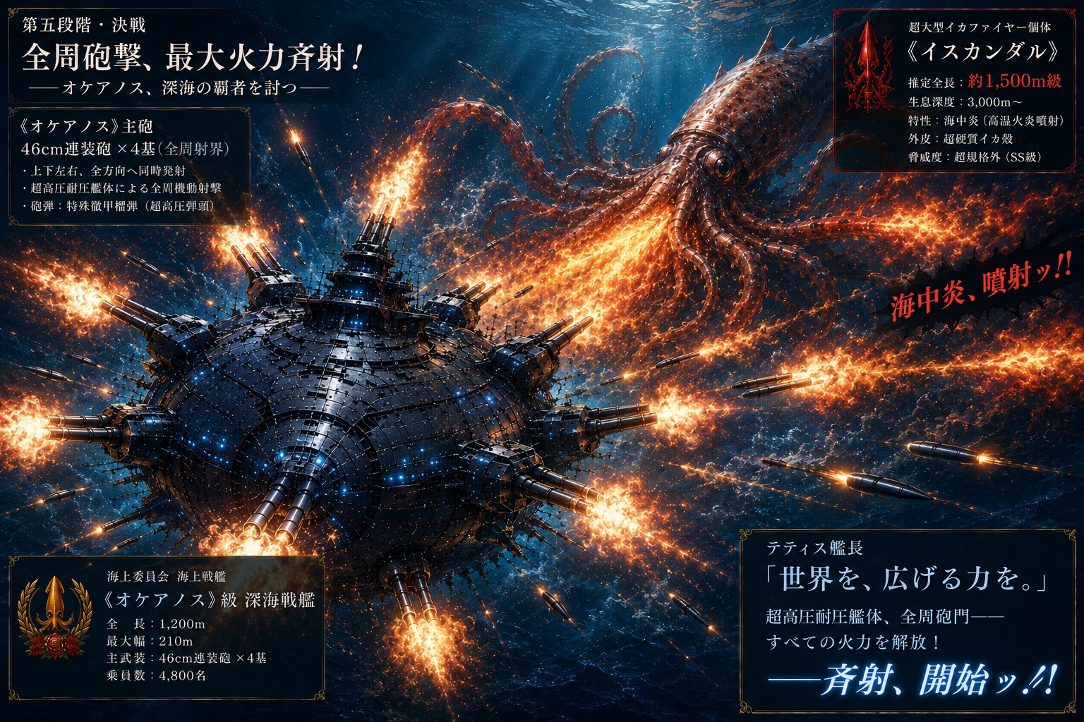 超大型イカファイヤー個体《イスカンダル》との戦い