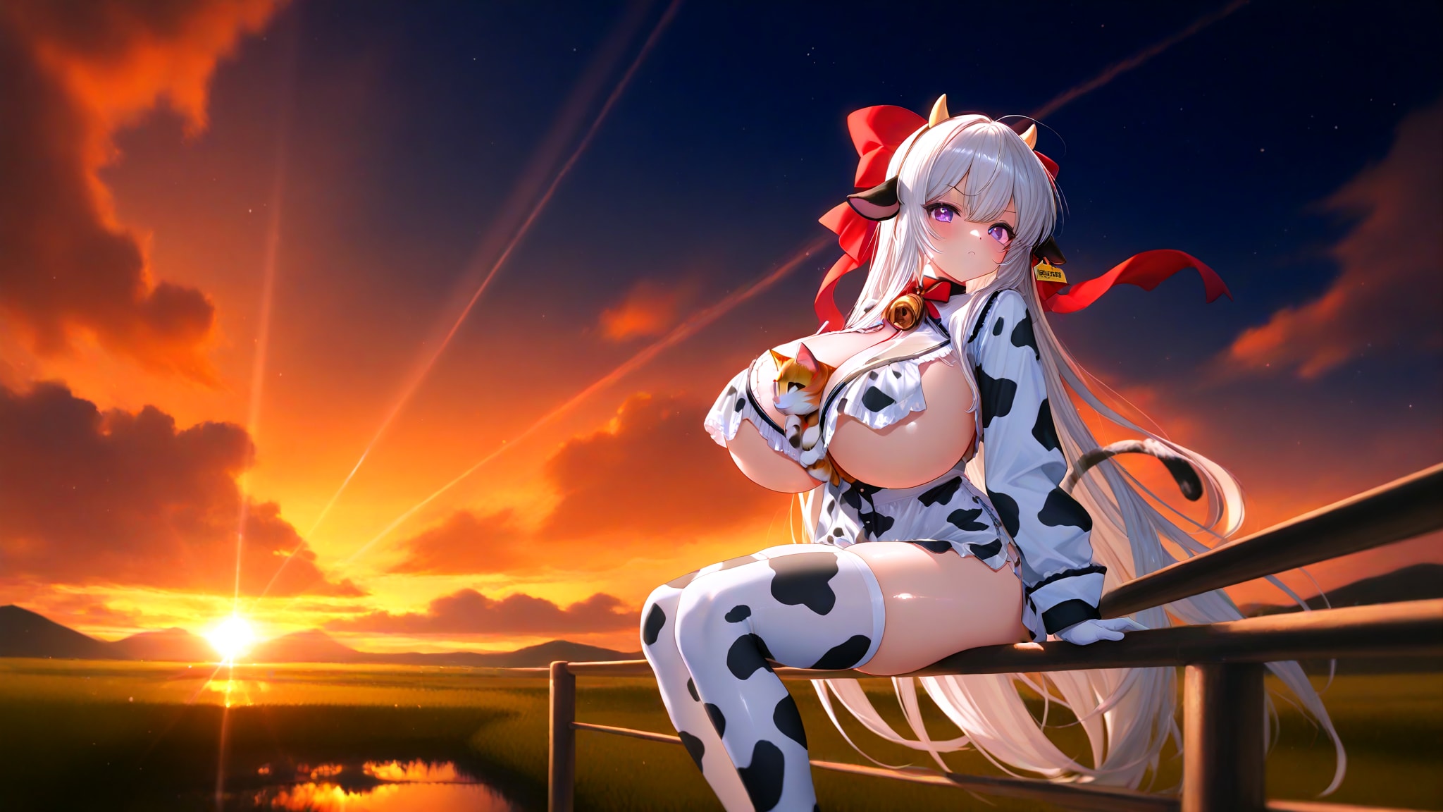 夕暮れの牛柄