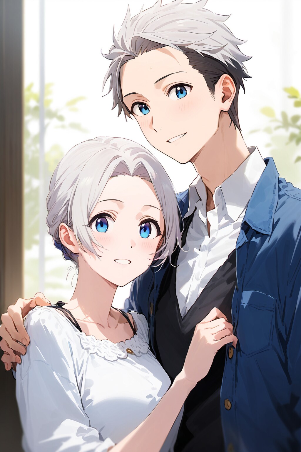 白髪青目