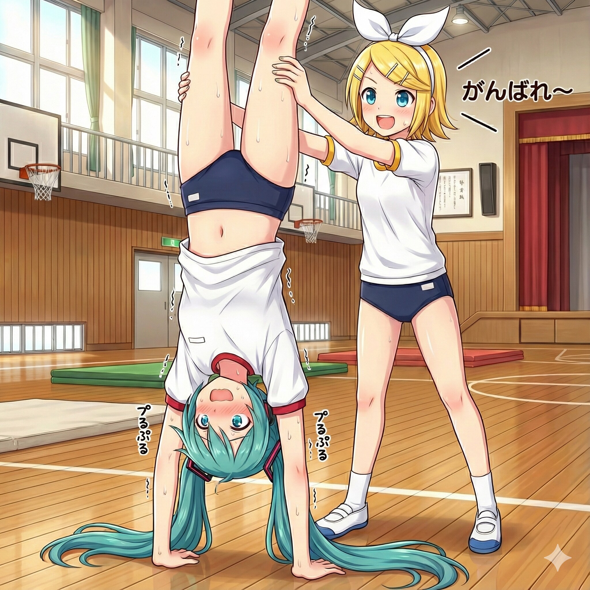 ミクさん 逆立ちがんばる！