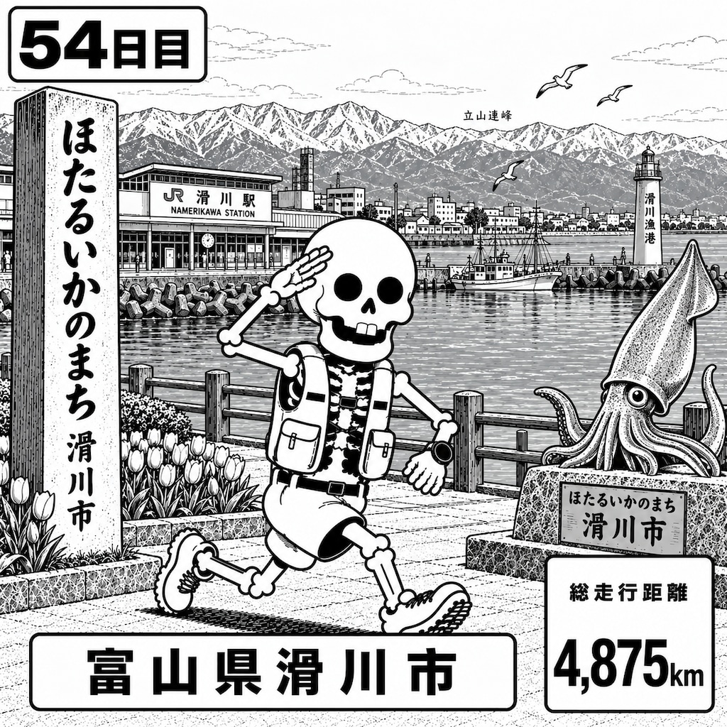 富山県滑川市に到着