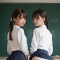 【妄想学園】バックでパンチラ×二人組 8枚目