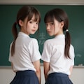 【妄想学園】バックでパンチラ×二人組 9枚目