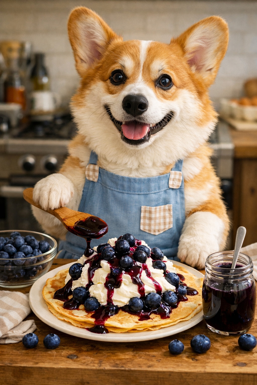 【乗せすぎw】ブルーベリークレープを作るコギたん | の人気AIイラスト・グラビア