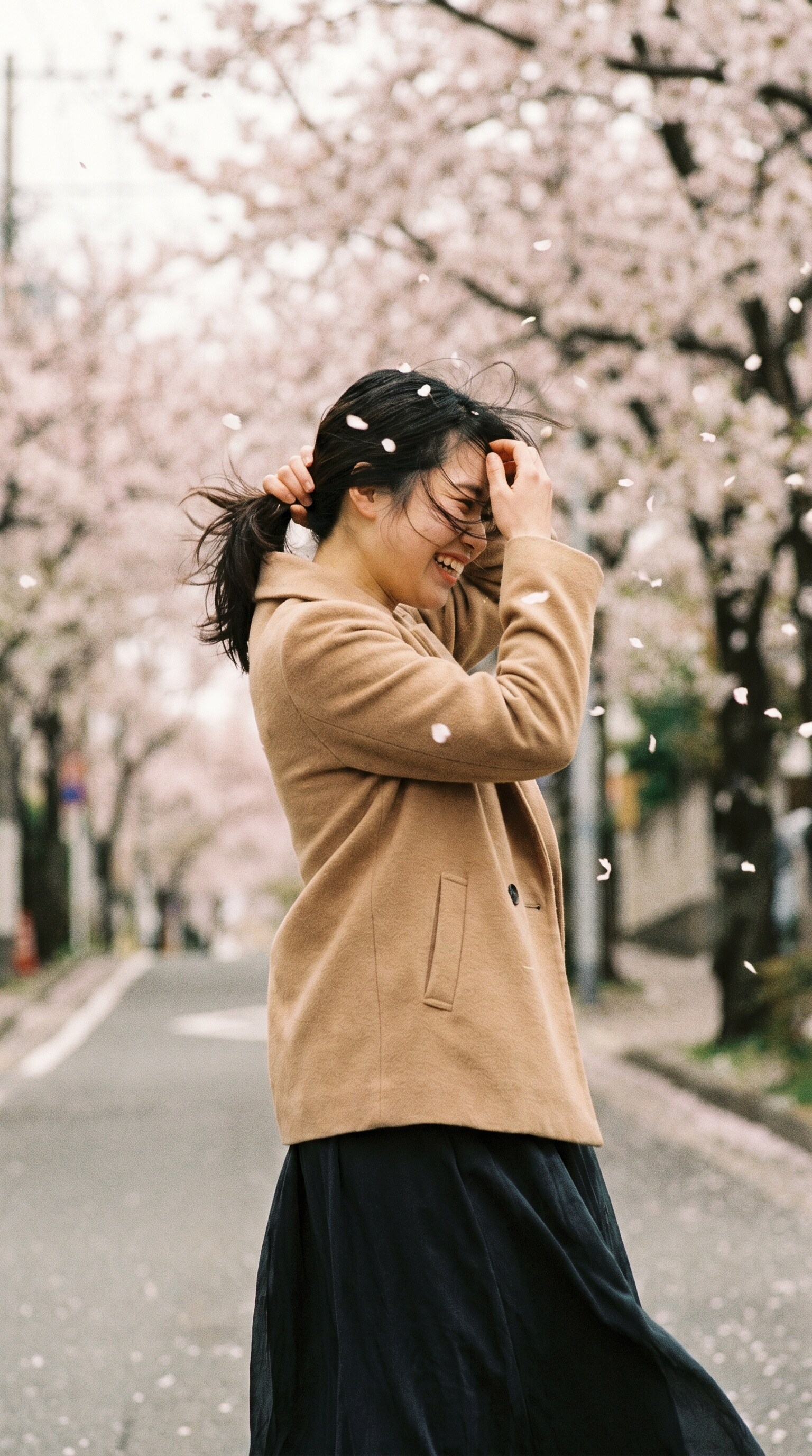 Petals Across the Quiet Road | の人気AIイラスト・グラビア