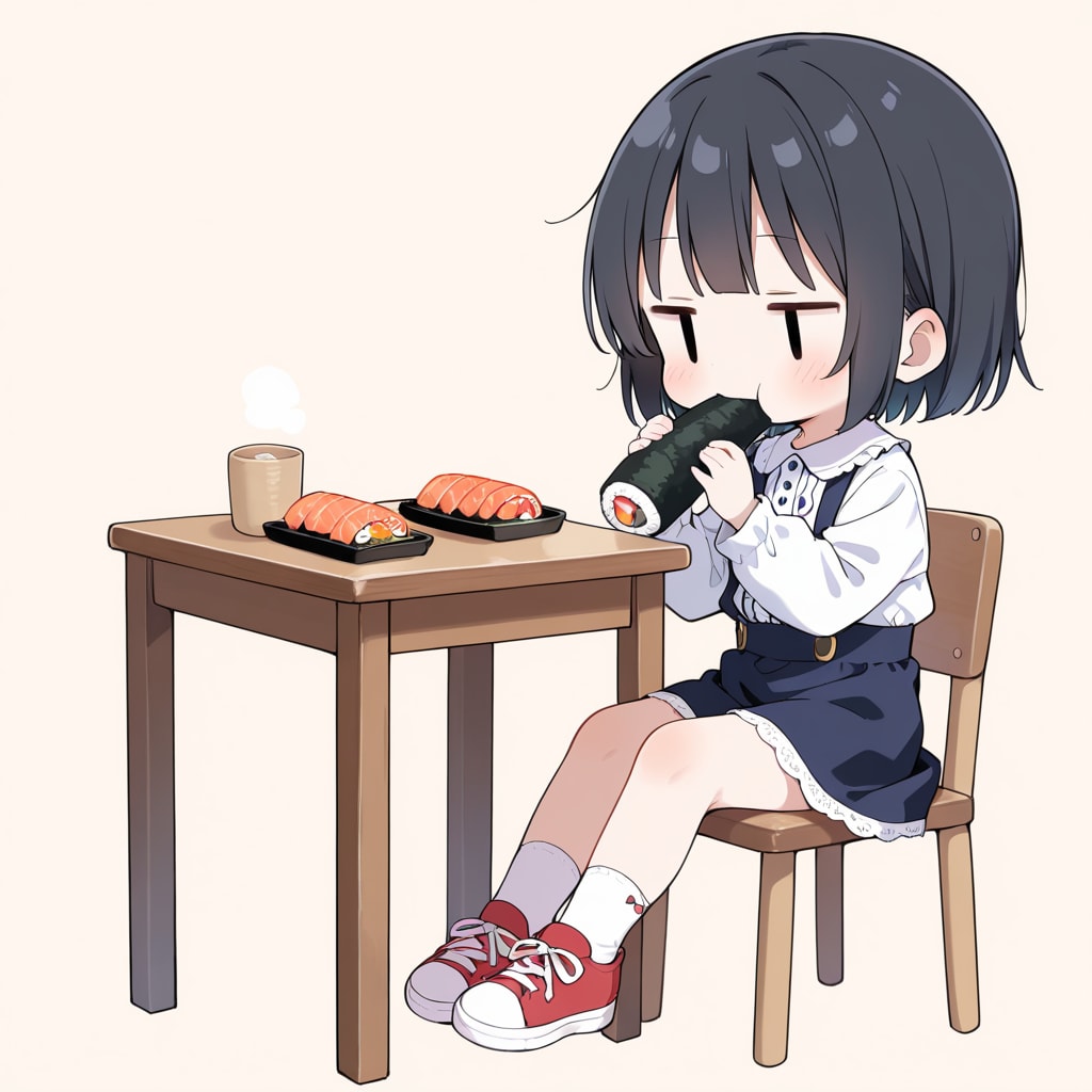 巻寿司を食べる