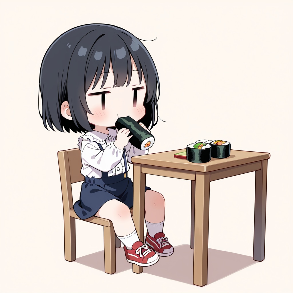 巻寿司を食べる