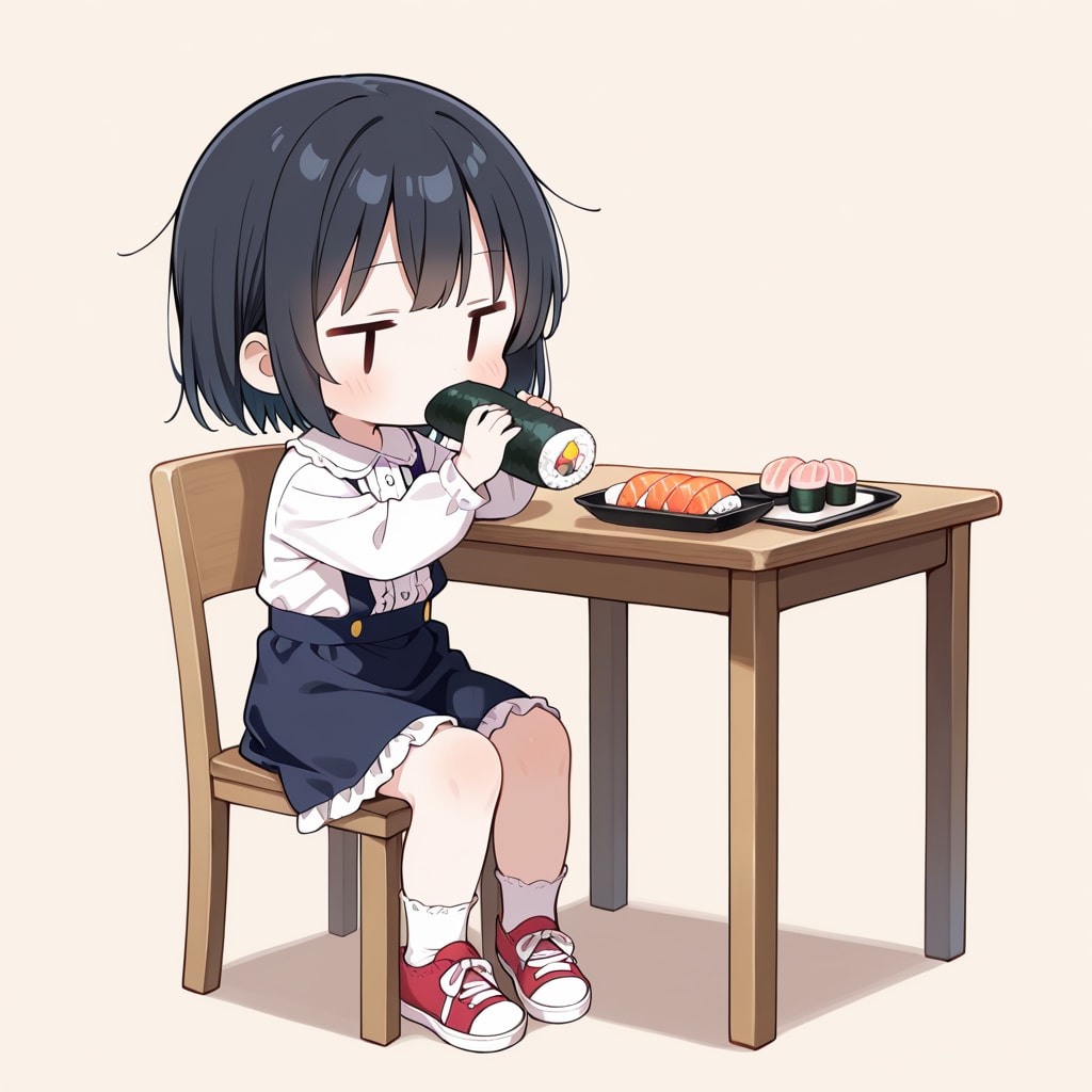 巻寿司を食べる