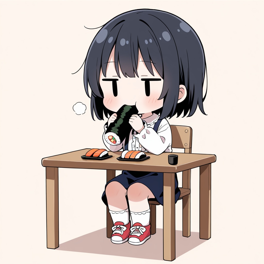 巻寿司を食べる