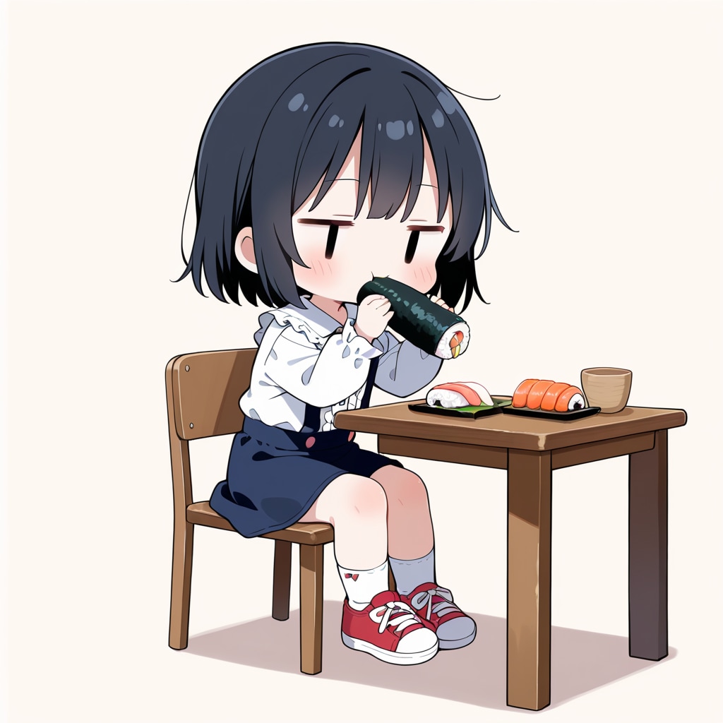 巻寿司を食べる