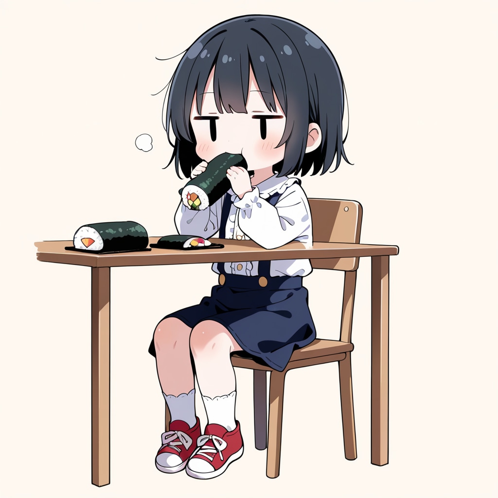 巻寿司を食べる