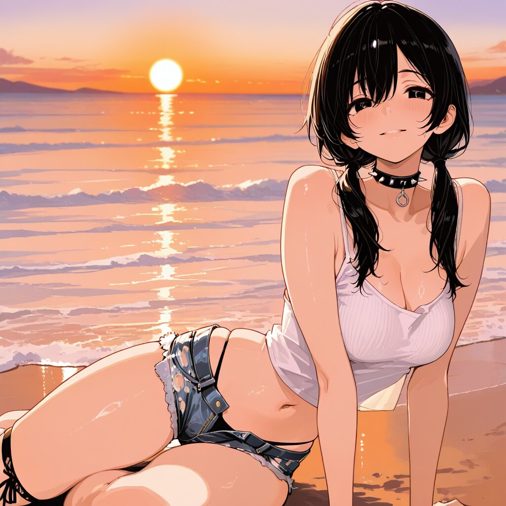 夕暮れの浜辺