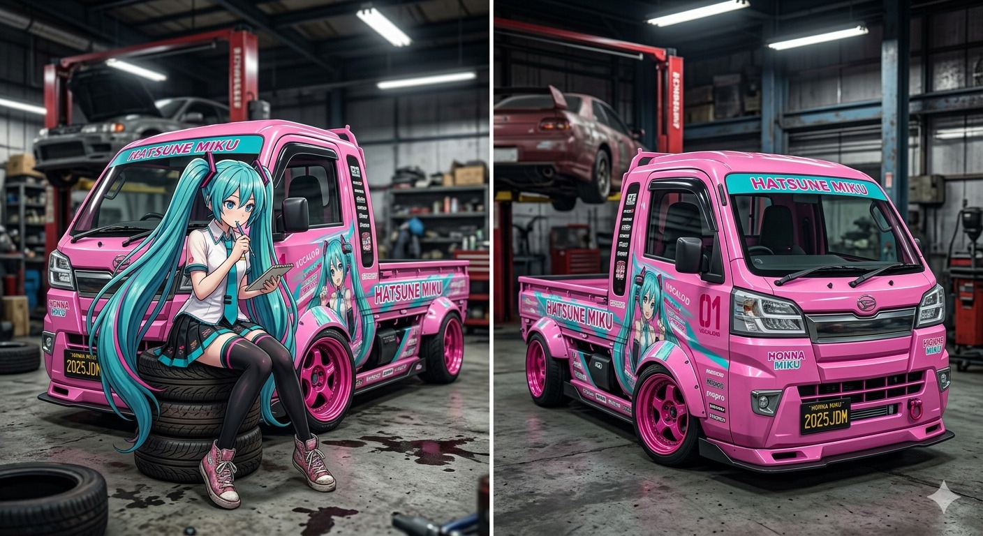 初音ミクとダイハツハイゼットトラック