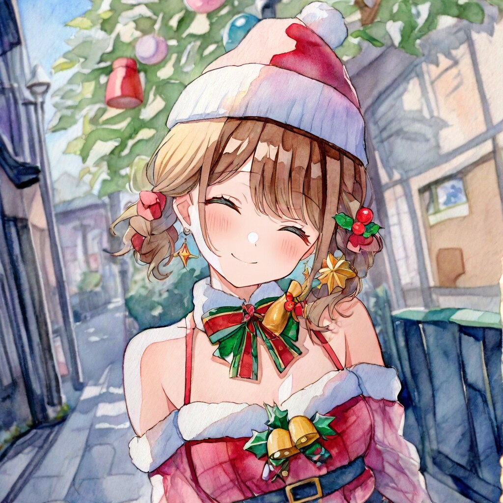 水彩サンタガール | の人気AIイラスト・グラビア