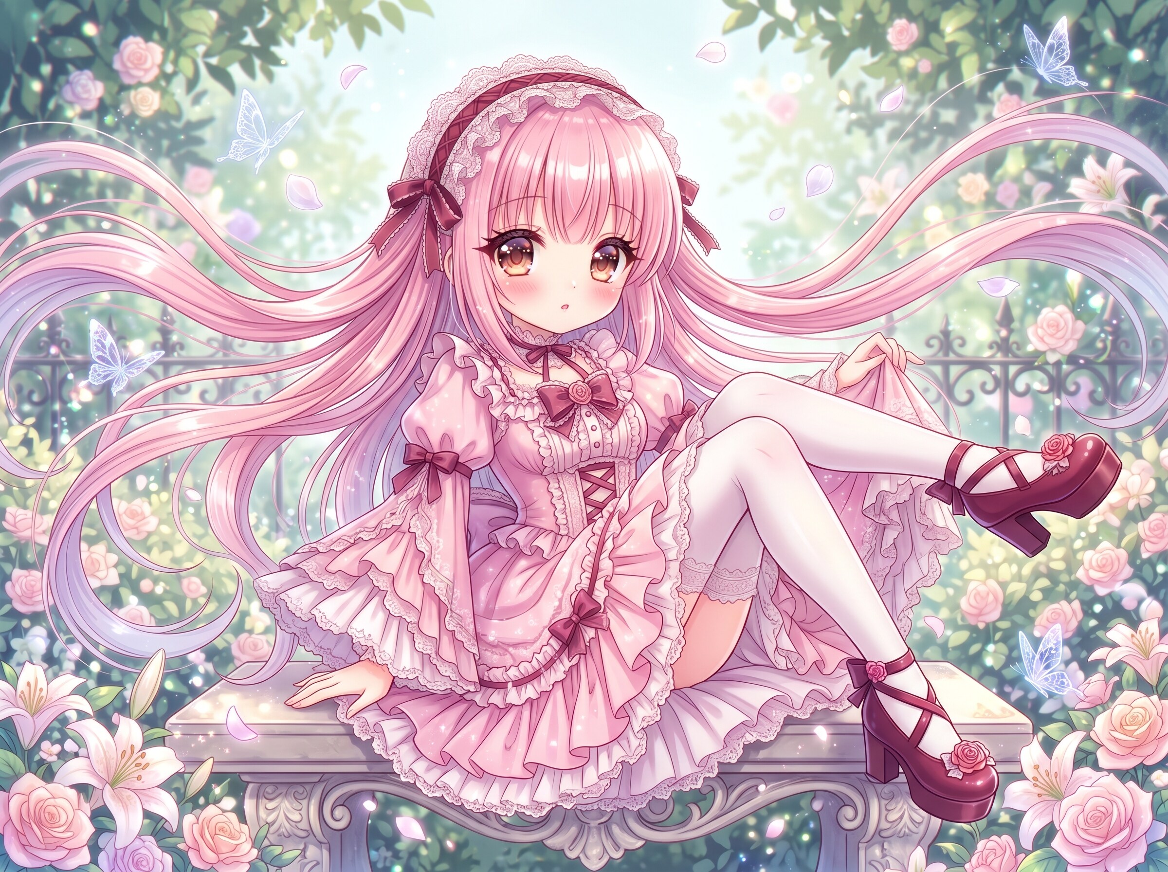 薔薇色庭園の微笑 | の人気AIイラスト・グラビア