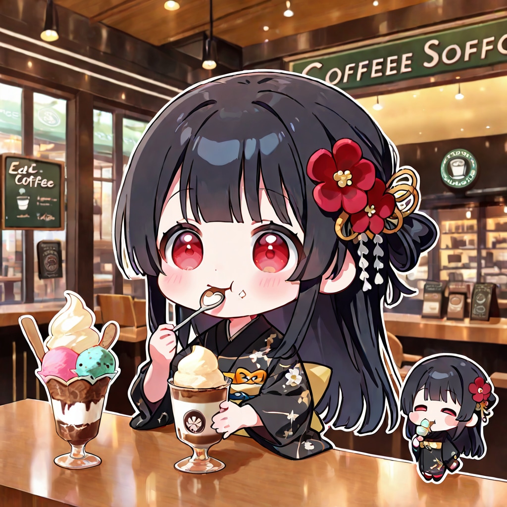 アイスを食べるミニトキヒメ | の人気AIイラスト・グラビア