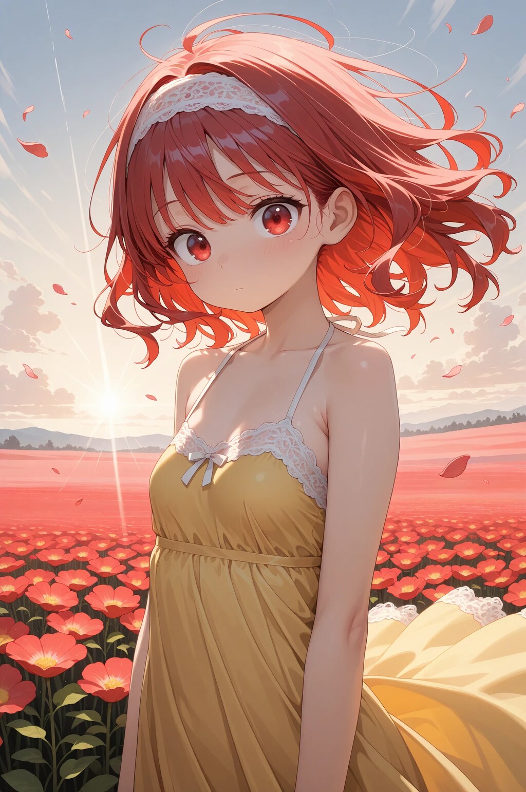 お花畑とレンちゃん