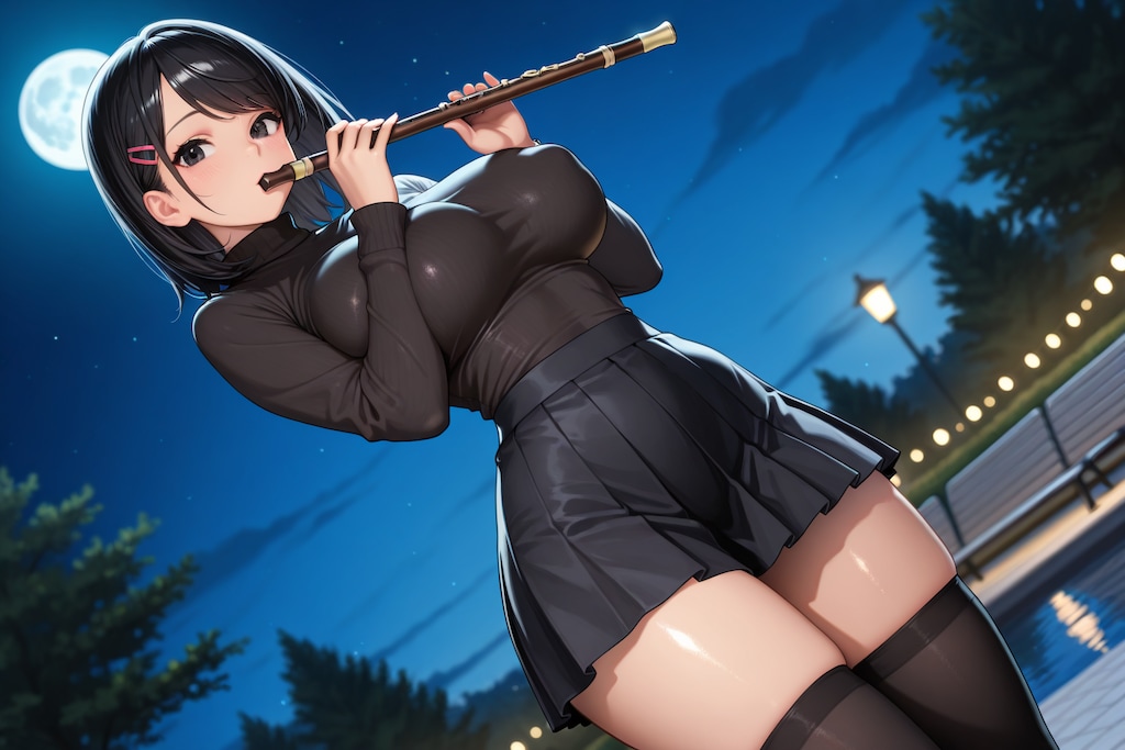 フルートを演奏する麻衣