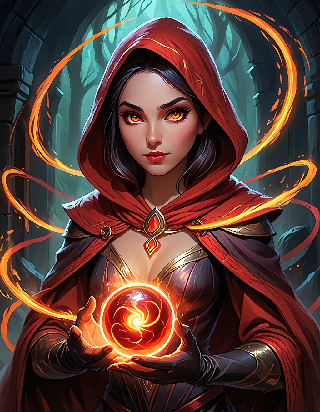 海外アニメ映画風の赤い魔法使い