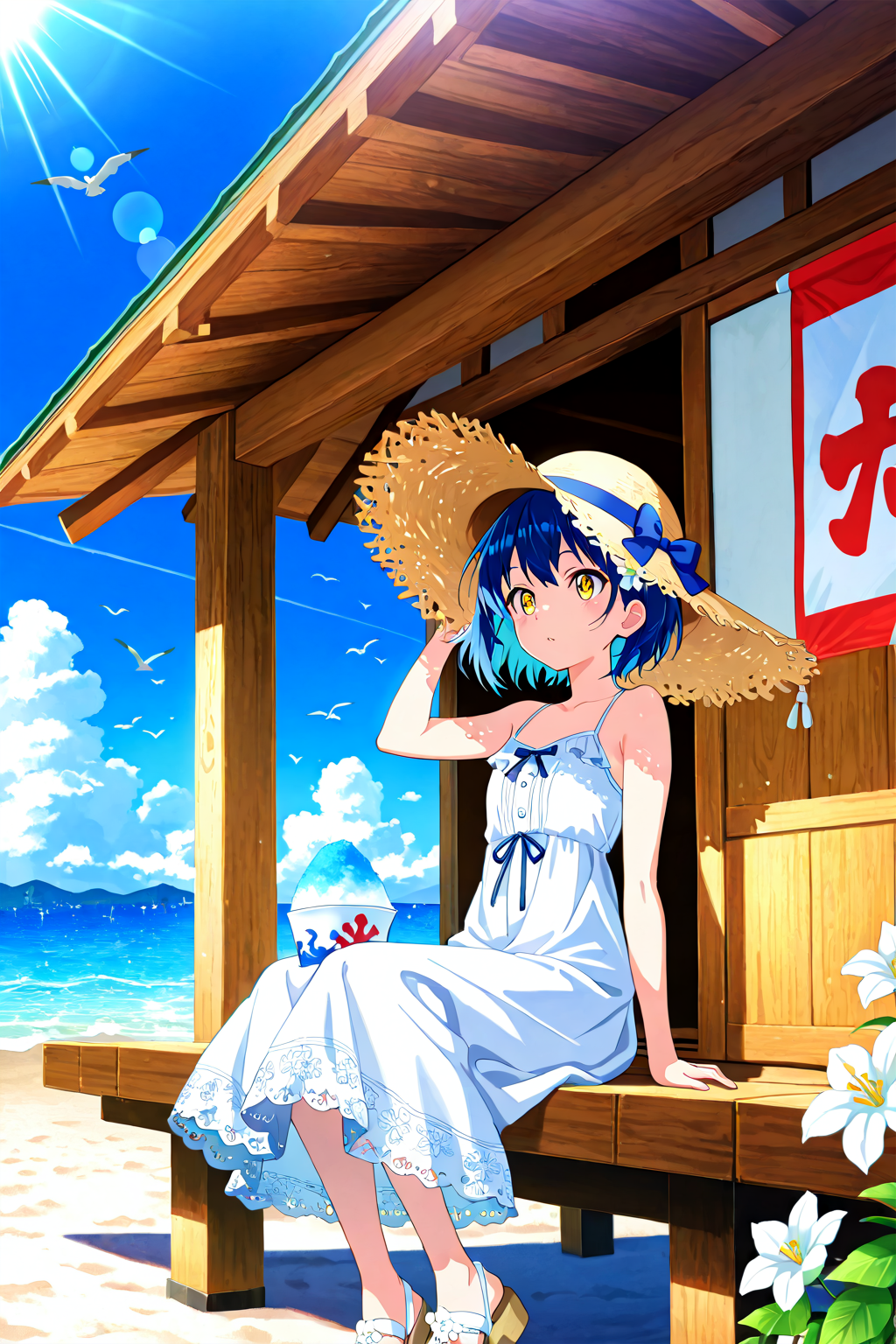 海の家でかき氷 | の人気AIイラスト・グラビア