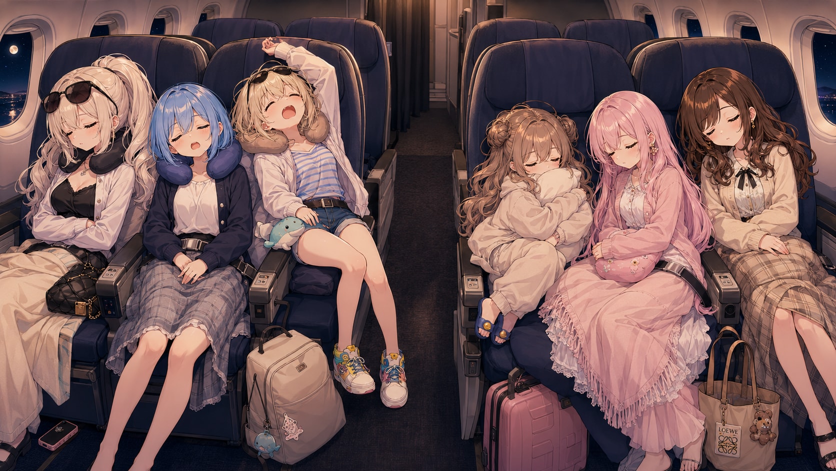 遊び尽くして、帰りの飛行機で全員ばたんきゅー✈️💤