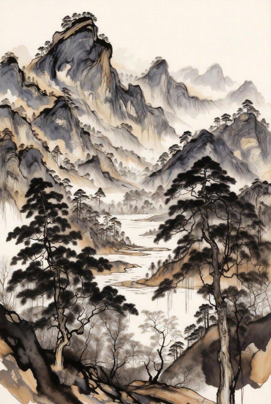 水墨画風