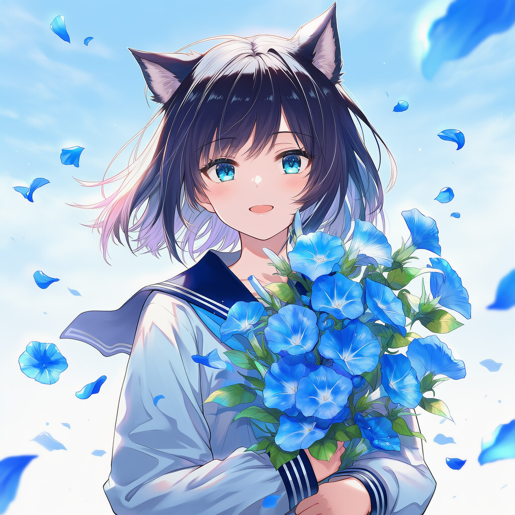 ７月の花　青色のアサガオ
