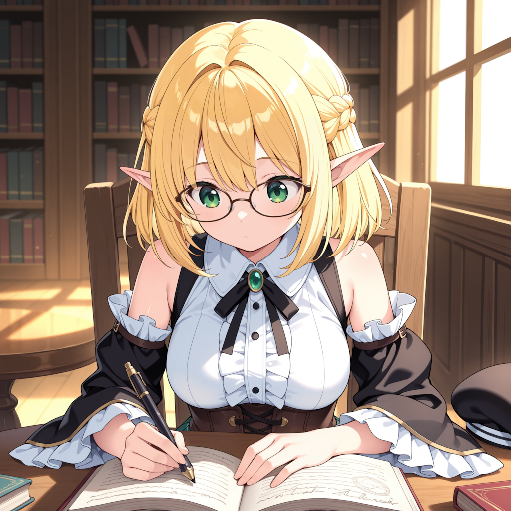 エルフちゃん・お勉強中