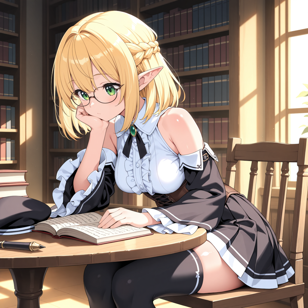 エルフちゃん・お勉強中