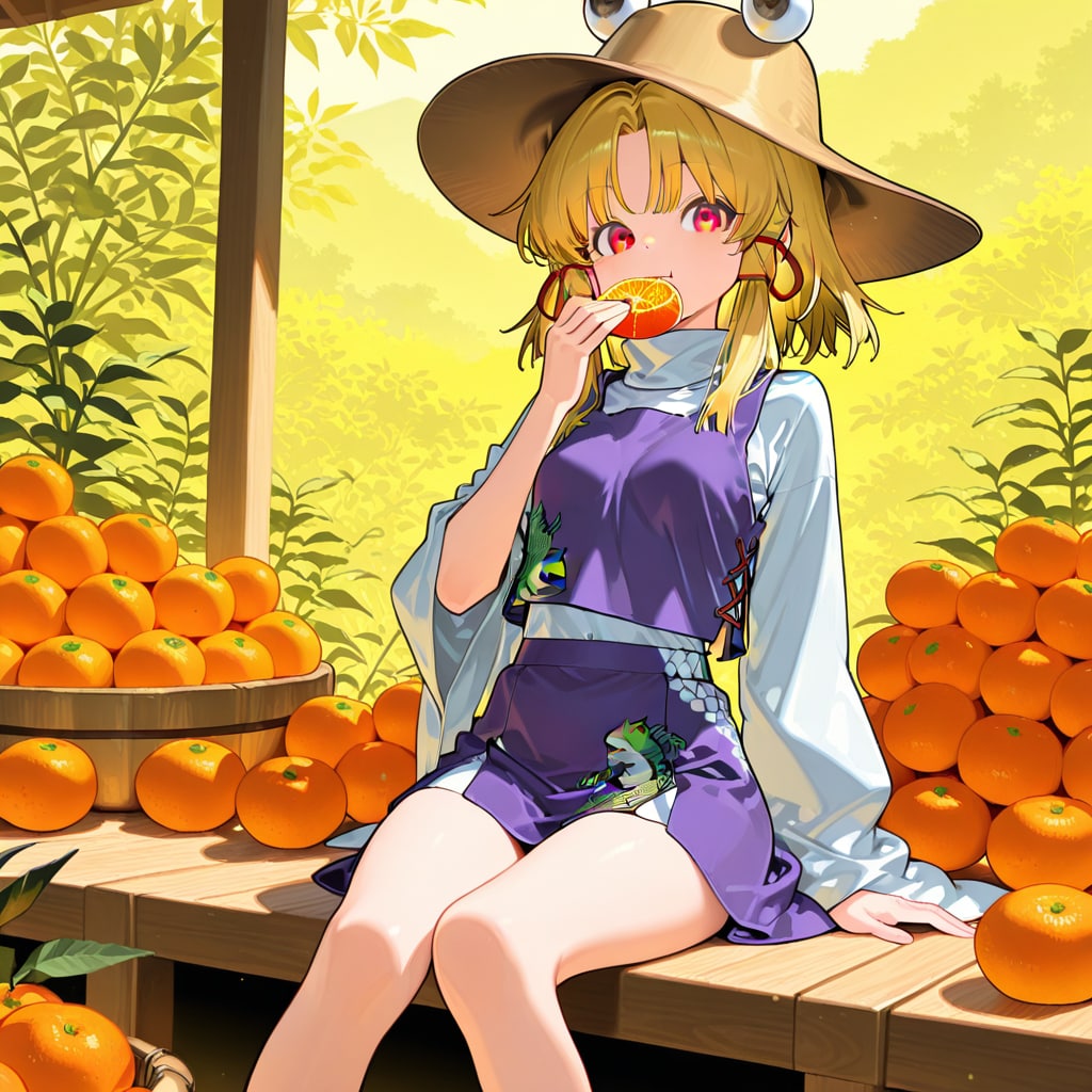 みかんを食べる諏訪子