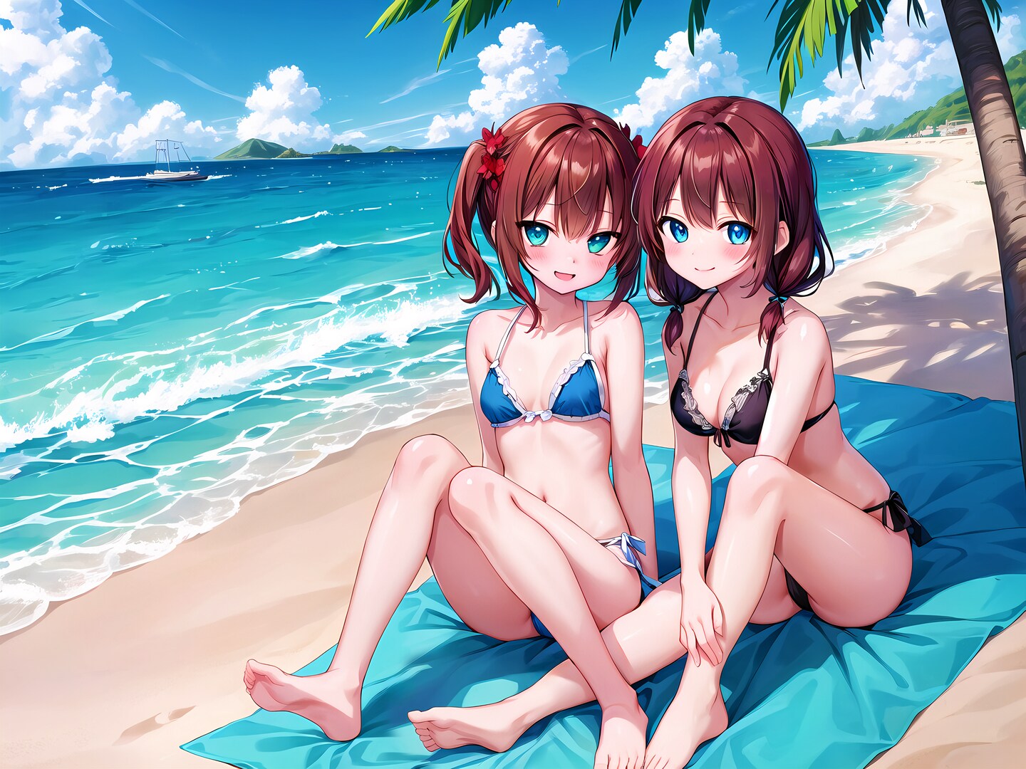 双子ちゃんと海