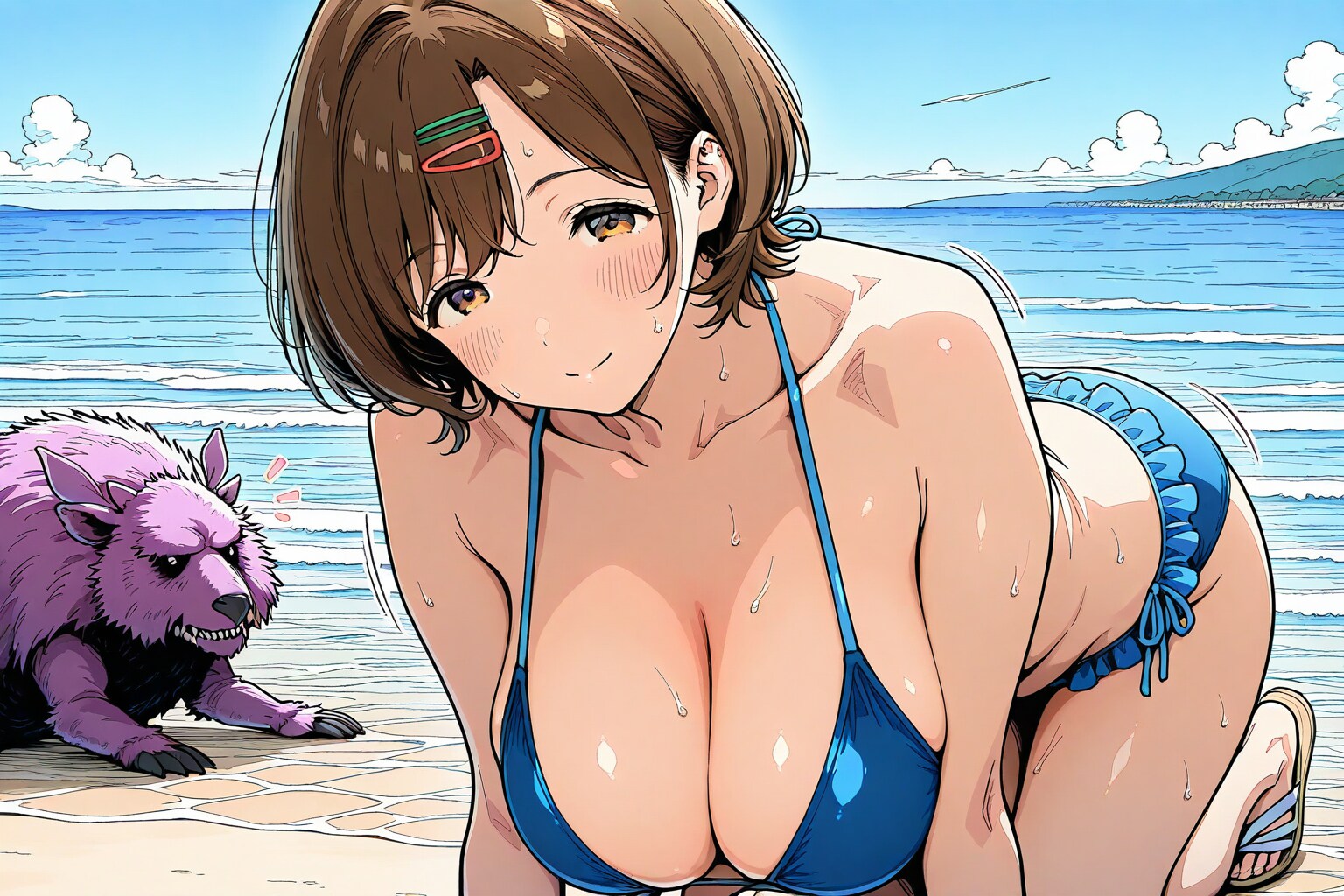 スタイル抜群のおねぇさんとベヒーモスっぽい何か