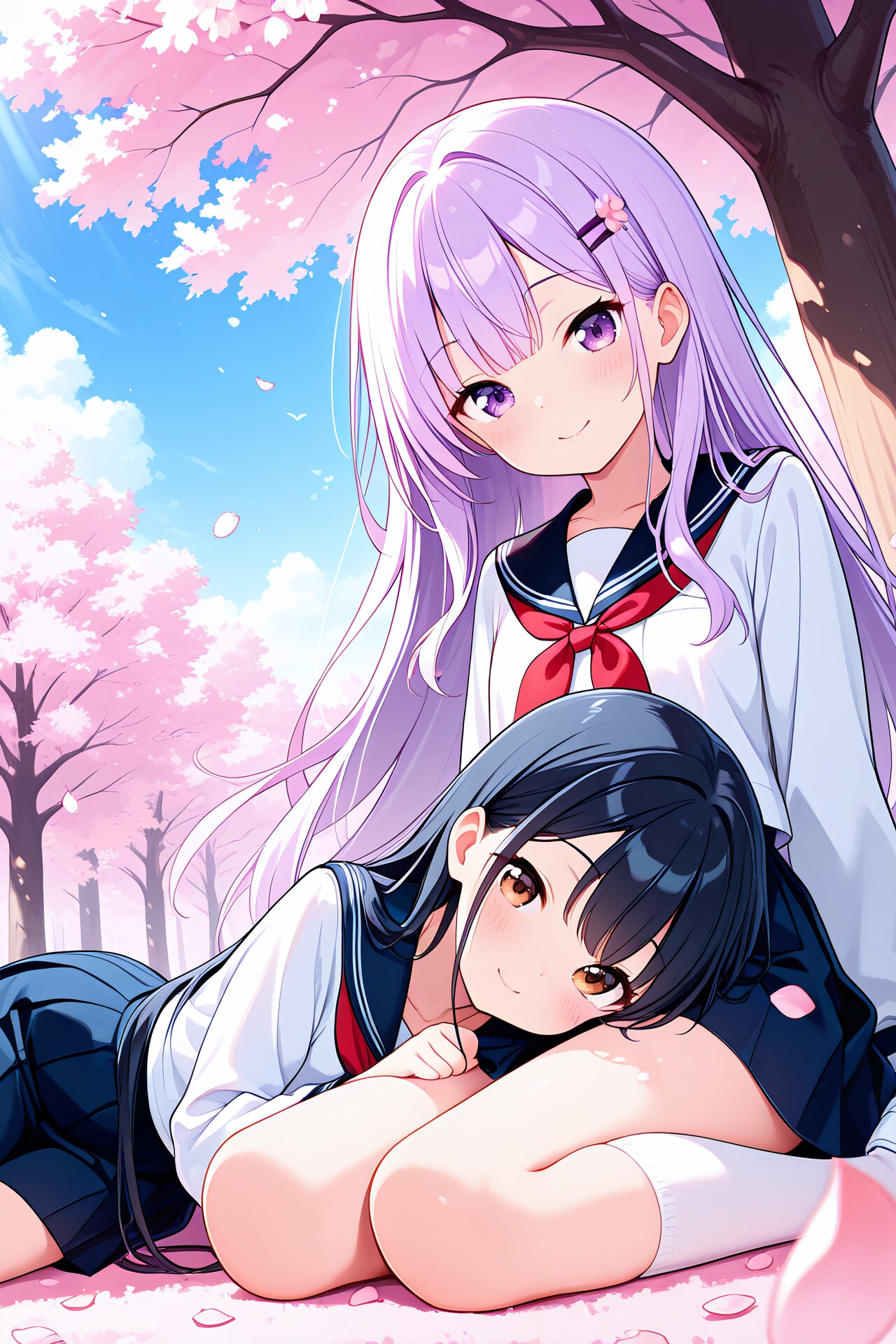 憧れの膝を独り占め(志乃ちゃん×黒髪ちゃん)