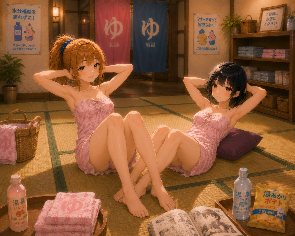 楓ちゃんと雫ちゃん　休日の運動後の銭湯　9