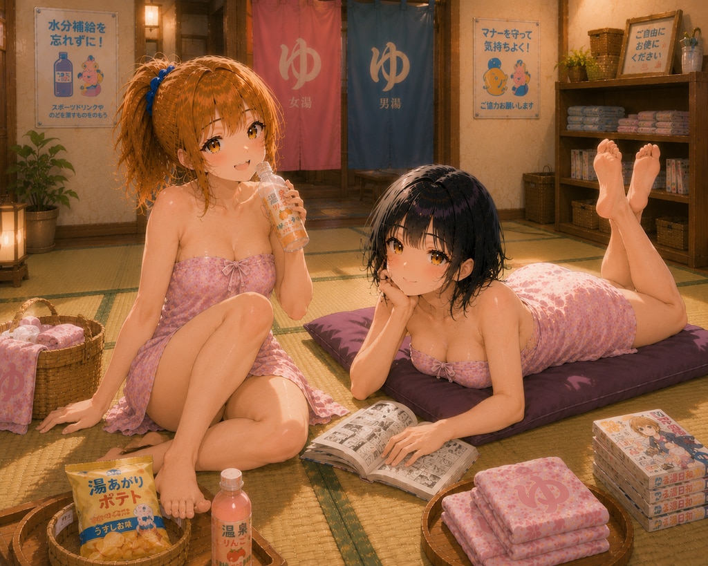 楓ちゃんと雫ちゃん　休日の運動後の銭湯　9