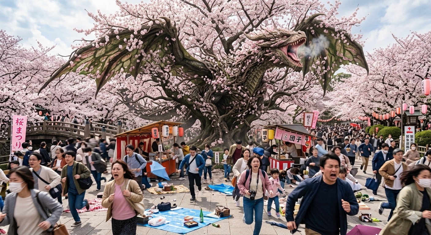 桜の木に擬態したドラゴン目覚める | の人気AIイラスト・グラビア