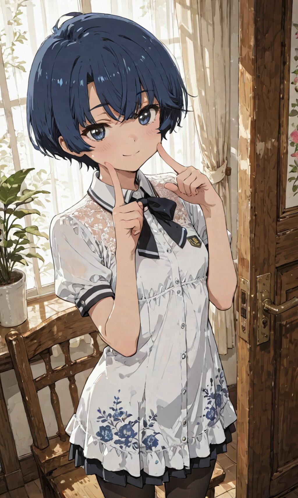 ほっぺをグイッと柑菜ちゃん