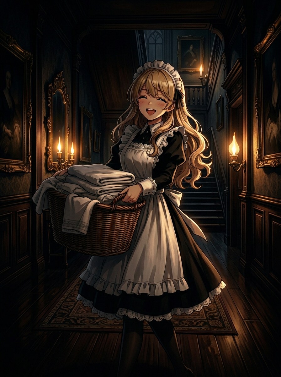 多分暗いお屋敷でお仕事中のメイドちちぷいちゃん | の人気AIイラスト・グラビア