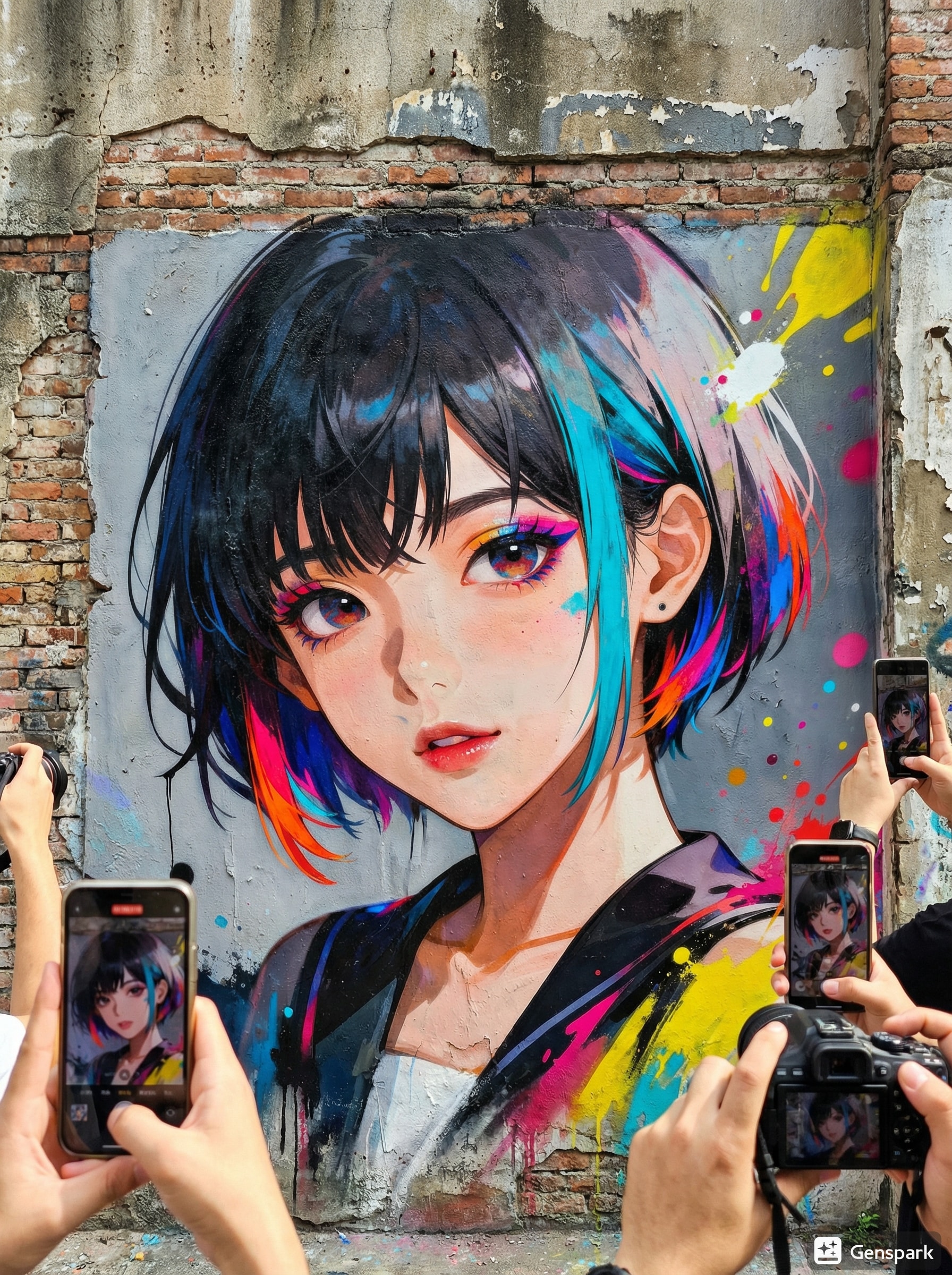 【ストリートアート(グラフィティ)化】アーティスティック・ショートヘアー | の人気AIイラスト・グラビア